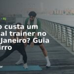 Personal trainer auxiliando aluna na orla com skyline ao fundo — Rio de Janeiro
