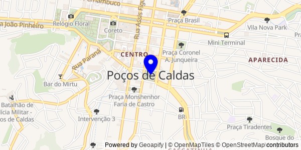 Mapa de Poços de Caldas - Fisioterapeutas