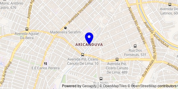 Mapa de Aricanduva - Nutricionistas